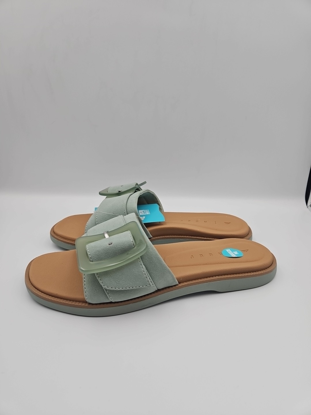 Reef Women's Mint Green Slide Sandals with Buckle Accent
